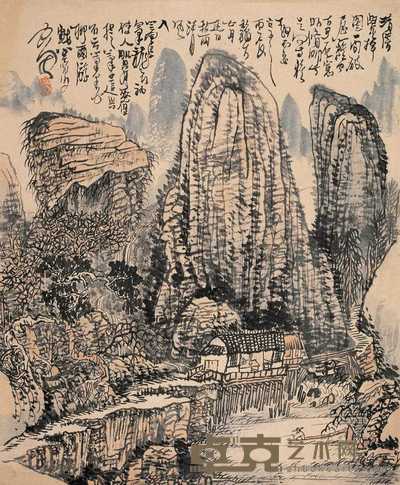 黄秋园 清溪归棹图 立轴 66.5×55cm